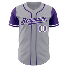 Laden Sie das Bild in den Galerie-Viewer, Custom Gray Purple-White Authentic Two Tone Baseball Jersey