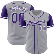 Laden Sie das Bild in den Galerie-Viewer, Custom Gray Purple-White Authentic Two Tone Baseball Jersey