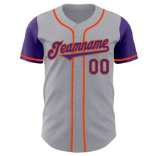 Laden Sie das Bild in den Galerie-Viewer, Custom Gray Purple-Orange Authentic Two Tone Baseball Jersey