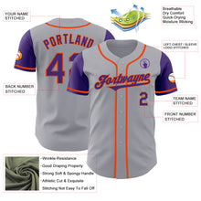 Laden Sie das Bild in den Galerie-Viewer, Custom Gray Purple-Orange Authentic Two Tone Baseball Jersey