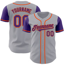 Laden Sie das Bild in den Galerie-Viewer, Custom Gray Purple-Orange Authentic Two Tone Baseball Jersey