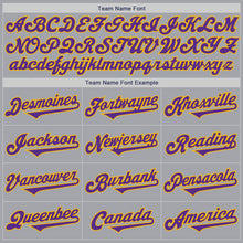 Laden Sie das Bild in den Galerie-Viewer, Custom Gray Purple-Gold Authentic Two Tone Baseball Jersey
