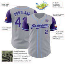 Laden Sie das Bild in den Galerie-Viewer, Custom Gray Purple-Light Blue Authentic Two Tone Baseball Jersey