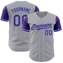 Laden Sie das Bild in den Galerie-Viewer, Custom Gray Purple-Light Blue Authentic Two Tone Baseball Jersey