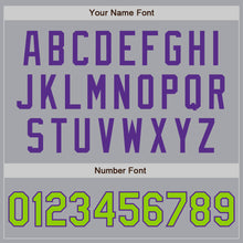 Laden Sie das Bild in den Galerie-Viewer, Custom Gray Neon Green-Purple Authentic Two Tone Baseball Jersey