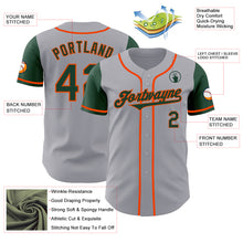 Laden Sie das Bild in den Galerie-Viewer, Custom Gray Green-Orange Authentic Two Tone Baseball Jersey