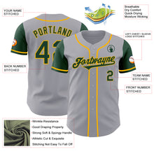 Laden Sie das Bild in den Galerie-Viewer, Custom Gray Green-Gold Authentic Two Tone Baseball Jersey