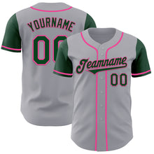 Laden Sie das Bild in den Galerie-Viewer, Custom Gray Green-Pink Authentic Two Tone Baseball Jersey
