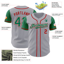 Laden Sie das Bild in den Galerie-Viewer, Custom Gray Kelly Green-Red Authentic Two Tone Baseball Jersey