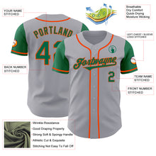 Laden Sie das Bild in den Galerie-Viewer, Custom Gray Kelly Green-Orange Authentic Two Tone Baseball Jersey