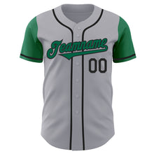 Laden Sie das Bild in den Galerie-Viewer, Custom Gray Kelly Green-Black Authentic Two Tone Baseball Jersey