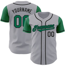 Laden Sie das Bild in den Galerie-Viewer, Custom Gray Kelly Green-Black Authentic Two Tone Baseball Jersey