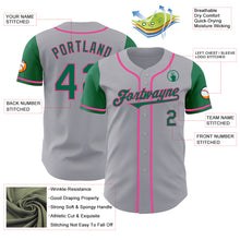 Laden Sie das Bild in den Galerie-Viewer, Custom Gray Kelly Green-Pink Authentic Two Tone Baseball Jersey