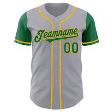 Laden Sie das Bild in den Galerie-Viewer, Custom Gray Kelly Green-Gold Authentic Two Tone Baseball Jersey