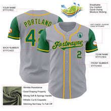 Laden Sie das Bild in den Galerie-Viewer, Custom Gray Kelly Green-Gold Authentic Two Tone Baseball Jersey
