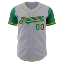 Laden Sie das Bild in den Galerie-Viewer, Custom Gray Kelly Green-Old Gold Authentic Two Tone Baseball Jersey