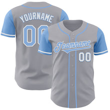 Laden Sie das Bild in den Galerie-Viewer, Custom Gray Light Blue-White Authentic Two Tone Baseball Jersey