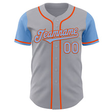 Laden Sie das Bild in den Galerie-Viewer, Custom Gray Light Blue-Orange Authentic Two Tone Baseball Jersey