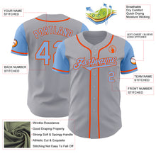 Laden Sie das Bild in den Galerie-Viewer, Custom Gray Light Blue-Orange Authentic Two Tone Baseball Jersey