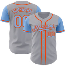 Laden Sie das Bild in den Galerie-Viewer, Custom Gray Light Blue-Orange Authentic Two Tone Baseball Jersey
