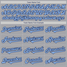 Laden Sie das Bild in den Galerie-Viewer, Custom Gray Light Blue-Navy Authentic Two Tone Baseball Jersey