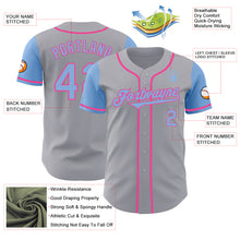 Laden Sie das Bild in den Galerie-Viewer, Custom Gray Light Blue-Pink Authentic Two Tone Baseball Jersey