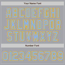 Laden Sie das Bild in den Galerie-Viewer, Custom Gray Light Blue-Gold Authentic Two Tone Baseball Jersey