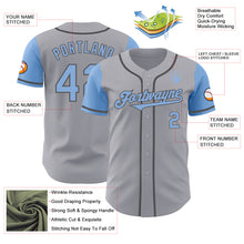 Laden Sie das Bild in den Galerie-Viewer, Custom Gray Light Blue-Steel Gray Authentic Two Tone Baseball Jersey