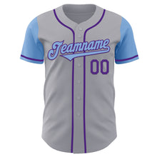 Laden Sie das Bild in den Galerie-Viewer, Custom Gray Light Blue-Purple Authentic Two Tone Baseball Jersey