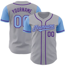 Laden Sie das Bild in den Galerie-Viewer, Custom Gray Light Blue-Purple Authentic Two Tone Baseball Jersey