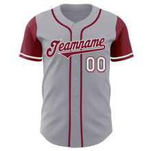 Laden Sie das Bild in den Galerie-Viewer, Custom Gray Crimson-White Authentic Two Tone Baseball Jersey