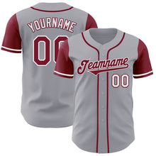 Laden Sie das Bild in den Galerie-Viewer, Custom Gray Crimson-White Authentic Two Tone Baseball Jersey