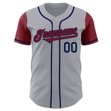 Laden Sie das Bild in den Galerie-Viewer, Custom Gray Crimson-Navy Authentic Two Tone Baseball Jersey