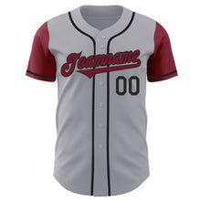 Laden Sie das Bild in den Galerie-Viewer, Custom Gray Crimson-Black Authentic Two Tone Baseball Jersey