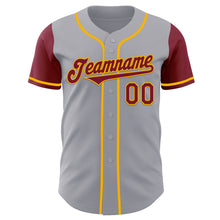 Laden Sie das Bild in den Galerie-Viewer, Custom Gray Crimson-Gold Authentic Two Tone Baseball Jersey