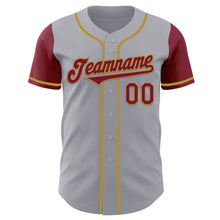Laden Sie das Bild in den Galerie-Viewer, Custom Gray Crimson-Old Gold Authentic Two Tone Baseball Jersey
