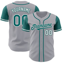 Laden Sie das Bild in den Galerie-Viewer, Custom Gray Teal-White Authentic Two Tone Baseball Jersey