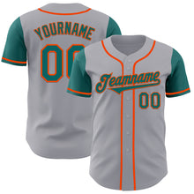 Laden Sie das Bild in den Galerie-Viewer, Custom Gray Teal-Orange Authentic Two Tone Baseball Jersey
