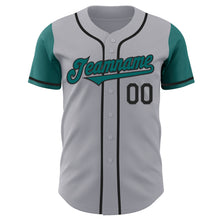 Laden Sie das Bild in den Galerie-Viewer, Custom Gray Teal-Black Authentic Two Tone Baseball Jersey