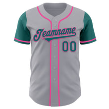 Laden Sie das Bild in den Galerie-Viewer, Custom Gray Teal-Pink Authentic Two Tone Baseball Jersey