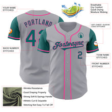 Laden Sie das Bild in den Galerie-Viewer, Custom Gray Teal-Pink Authentic Two Tone Baseball Jersey