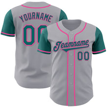 Laden Sie das Bild in den Galerie-Viewer, Custom Gray Teal-Pink Authentic Two Tone Baseball Jersey
