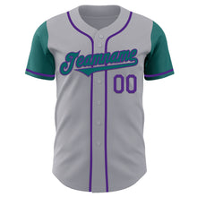 Laden Sie das Bild in den Galerie-Viewer, Custom Gray Teal-Purple Authentic Two Tone Baseball Jersey