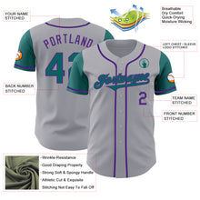 Laden Sie das Bild in den Galerie-Viewer, Custom Gray Teal-Purple Authentic Two Tone Baseball Jersey