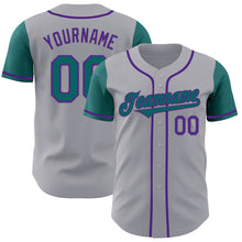 Laden Sie das Bild in den Galerie-Viewer, Custom Gray Teal-Purple Authentic Two Tone Baseball Jersey