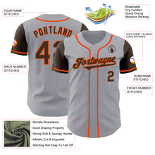 Laden Sie das Bild in den Galerie-Viewer, Custom Gray Brown-Orange Authentic Two Tone Baseball Jersey