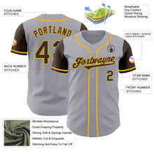 Laden Sie das Bild in den Galerie-Viewer, Custom Gray Brown-Gold Authentic Two Tone Baseball Jersey