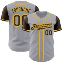 Laden Sie das Bild in den Galerie-Viewer, Custom Gray Brown-Gold Authentic Two Tone Baseball Jersey