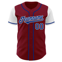 Laden Sie das Bild in den Galerie-Viewer, Custom Crimson Royal-White Authentic Two Tone Baseball Jersey