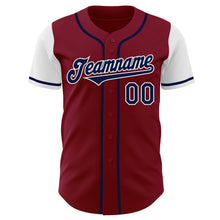 Laden Sie das Bild in den Galerie-Viewer, Custom Crimson Navy-White Authentic Two Tone Baseball Jersey